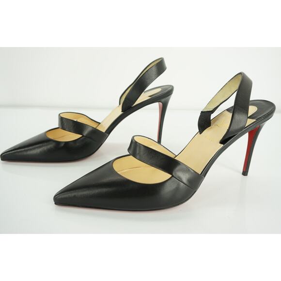 Christian Louboutin Actina Black Leather Slingback Pumps Size 39 Pointy $795 - Picture 4 of 11